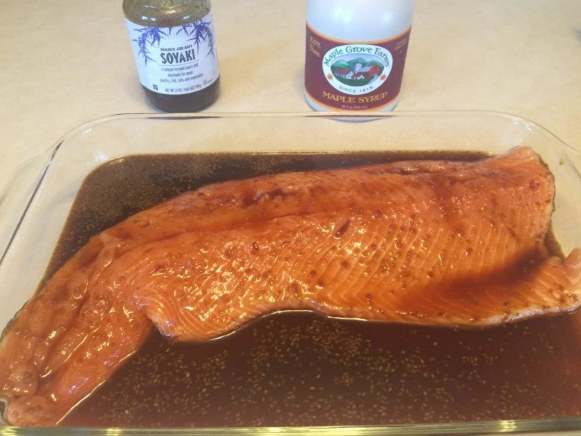 Maple-Soyaki Salmon - Marinating
