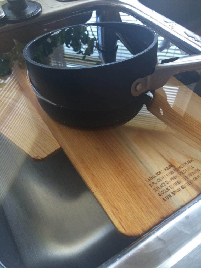 Maple-Soyaki Salmon - Soaking Cedar Planks