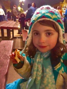 Eating Roast Beef Sandwich at Greenfield Village's Holiday Nights