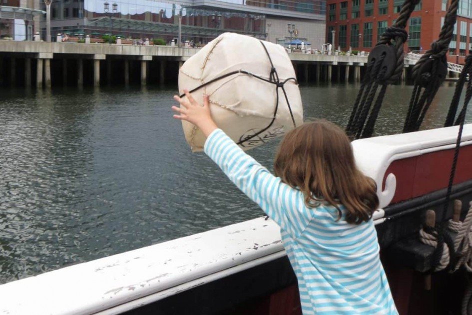 Boston Trip Report - Boston Tea Party Ship - Throwing Tea in Harbor