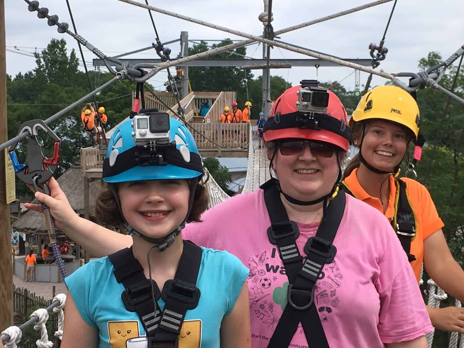 Toledo Zoo Aerial Adventure Course - On the Sky Bridge with our guide Lexi