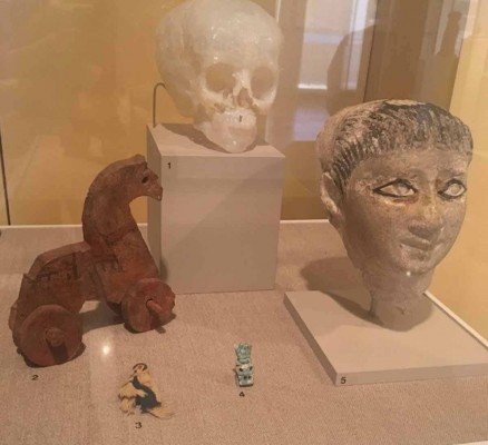 Ann Arbor Kelsey Museum of Archaeology - Toys, mask, 3D print of mummy skull