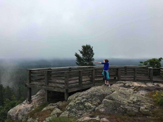 Visit Michigans Upper Peninsula with Kids - Marquette- Sugarloaf Mountain - On Rocks instead of Platform