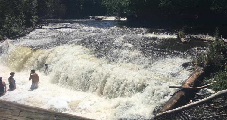 Visit Michigans Upper Peninsula with Kids - Tahquamenon Falls - Lower Falls Swimming
