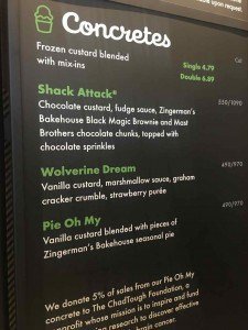 Ann Arbor Shake Shack - Concrete Menu