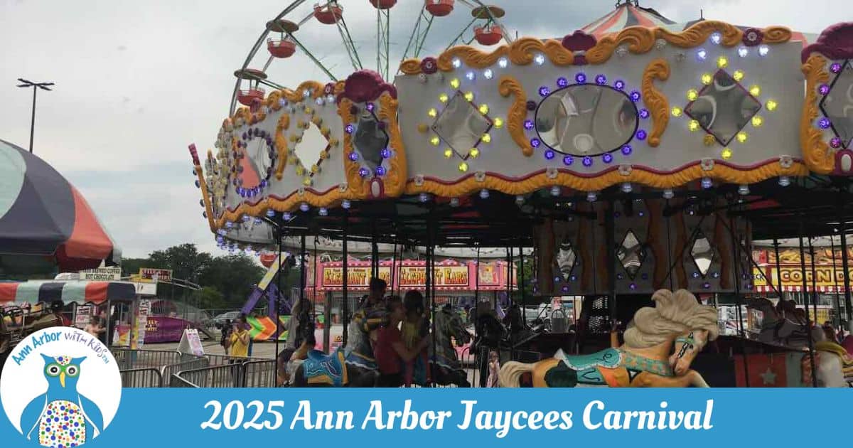 2025 Ann Arbor Jaycees Carnival - Carousel & giant wheel on midway
