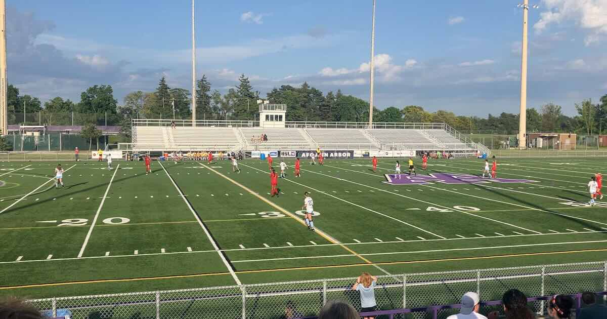 AFC Ann Arbor - Our View from the stands of a women's game. AFC Ann Arbor in light blue.