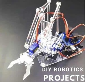 The Future Innovators Academy - Text: IDIY Robotics Project overlaid on picture of a robot with a claw on an extendable arm