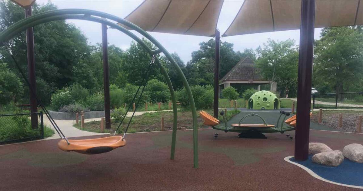 Gallup Park - See Saw - Crawl Through - Swing - Canopy for shade