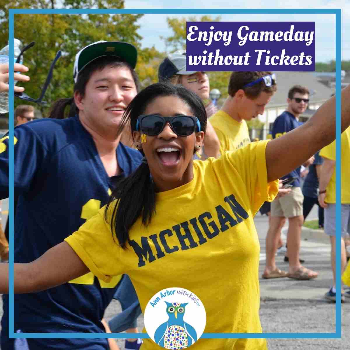 Enjoy Gameday without Tickets - Michigan football fans celebrating outside the stadium