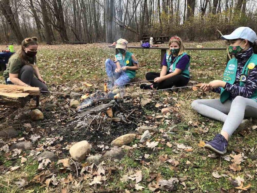 Girl Scout Troop - Roasting marshmallows at Camp